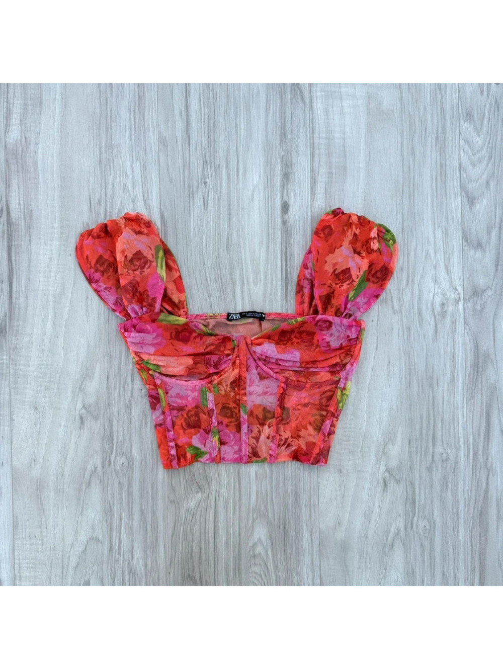 Zara floral print tulle corset top